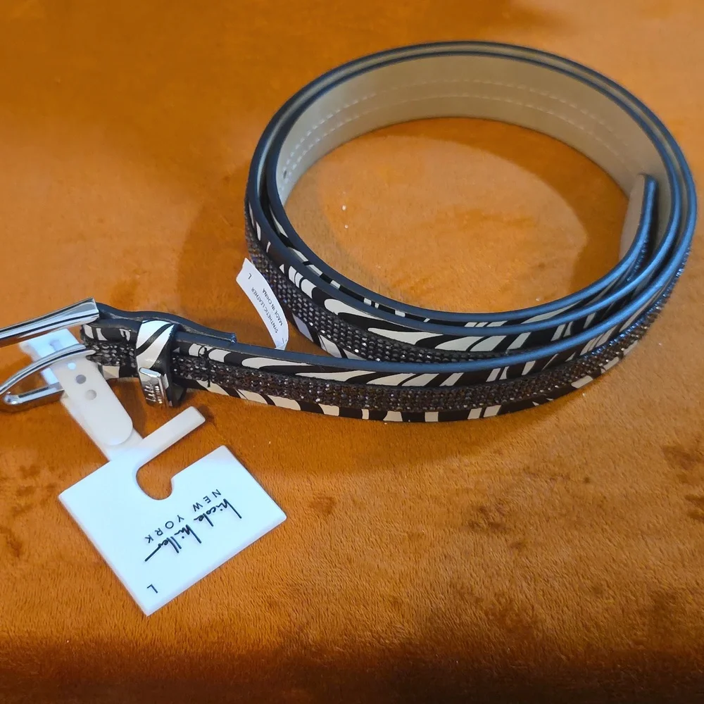 NICOLE MILLER Monochrome ZEBRA  Patterned  STUDDED Belt.